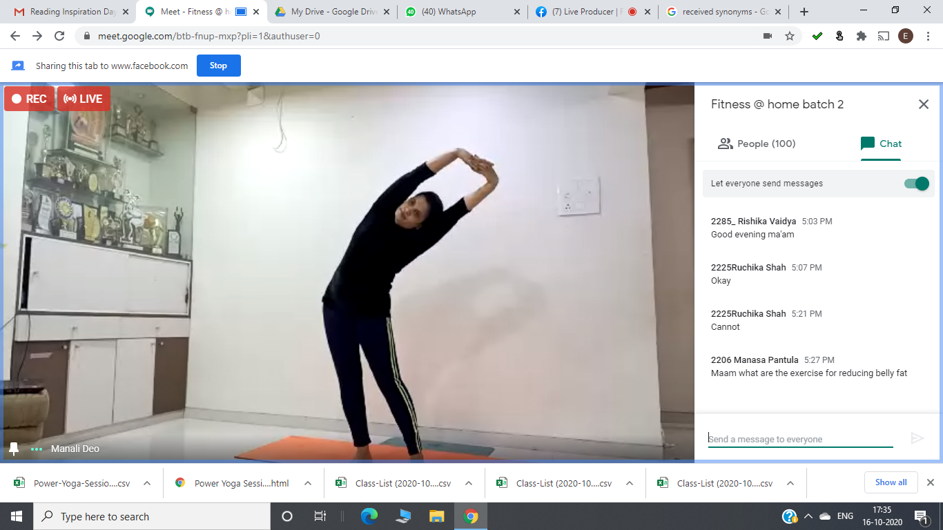 Power Yoga Webinar-Dr. Manali Deo while taking Session